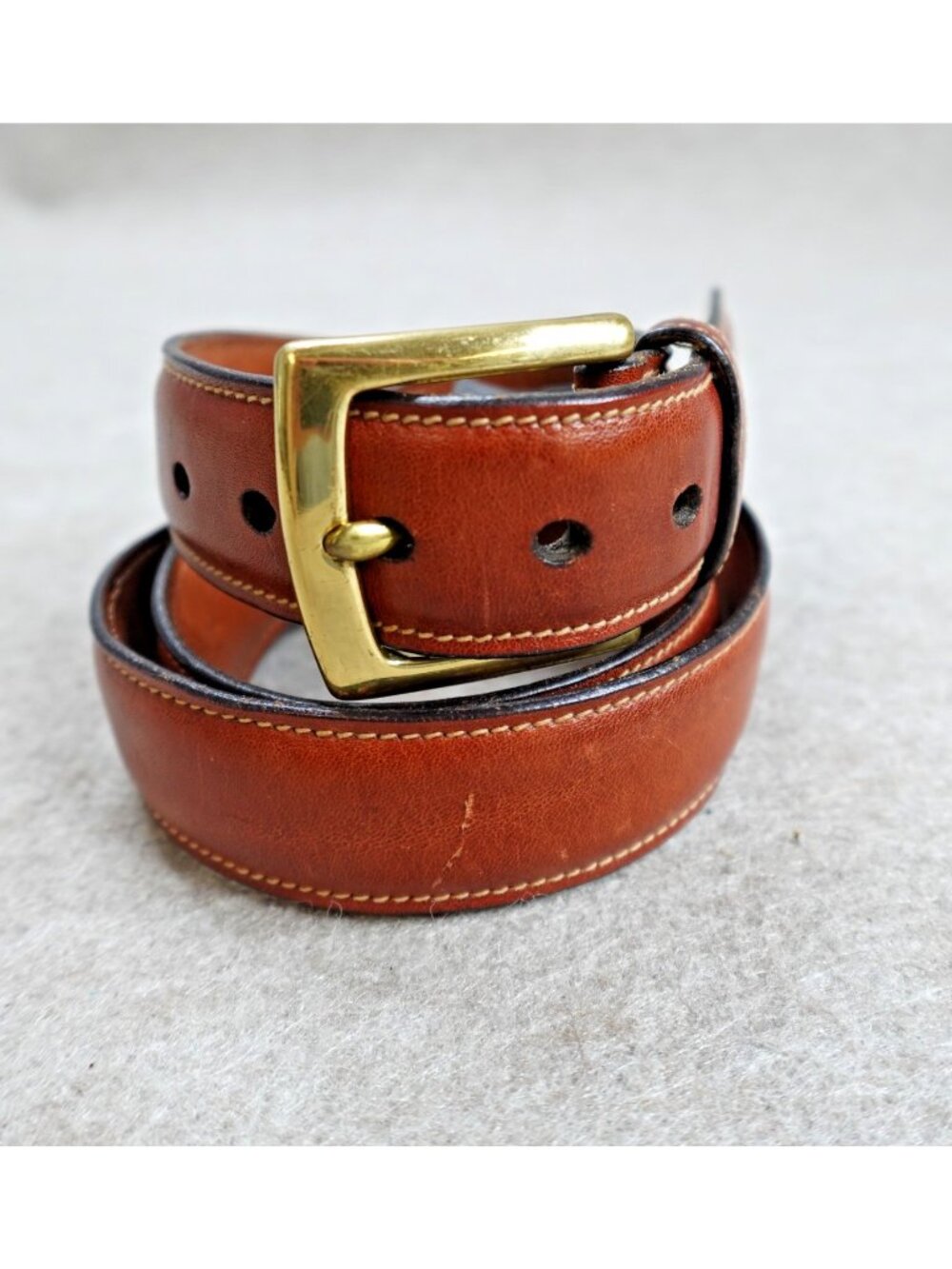 Trafalgar Mens Belt 34 Brown Dress Padded Solid Brass Made in USA